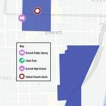 The no sit, no lie buffer zone in downtown Everett.