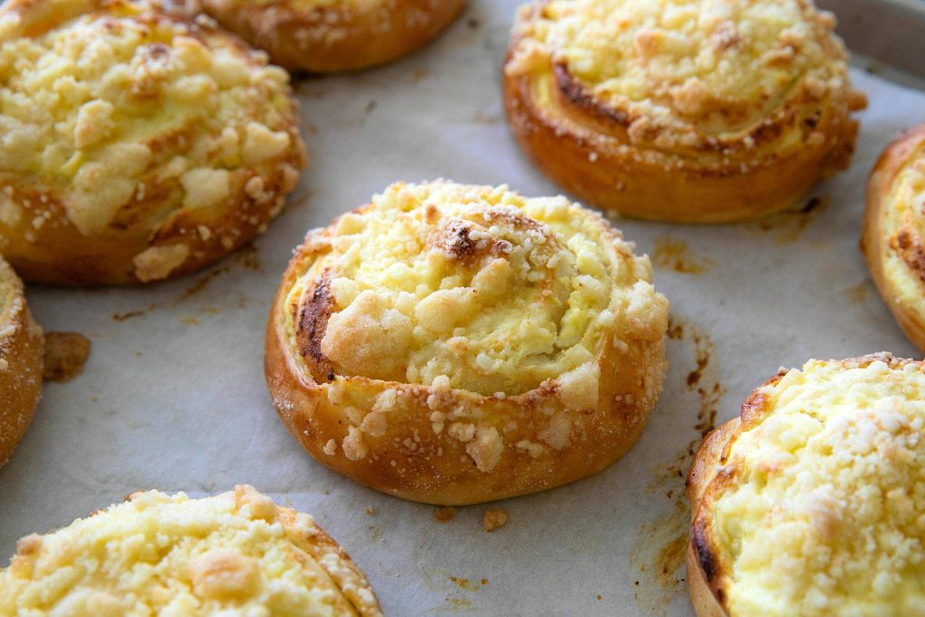 Farmer cheese pastries are fresh out of the oven at European Deli Svitlana. (Ryan Berry / The Herald)