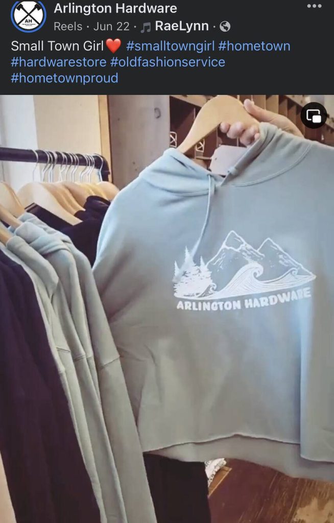 A screenshot from Arlington Hardwares Facebook feed promoting the contested design. (Contributed by Phoebe Carpenter Eells)