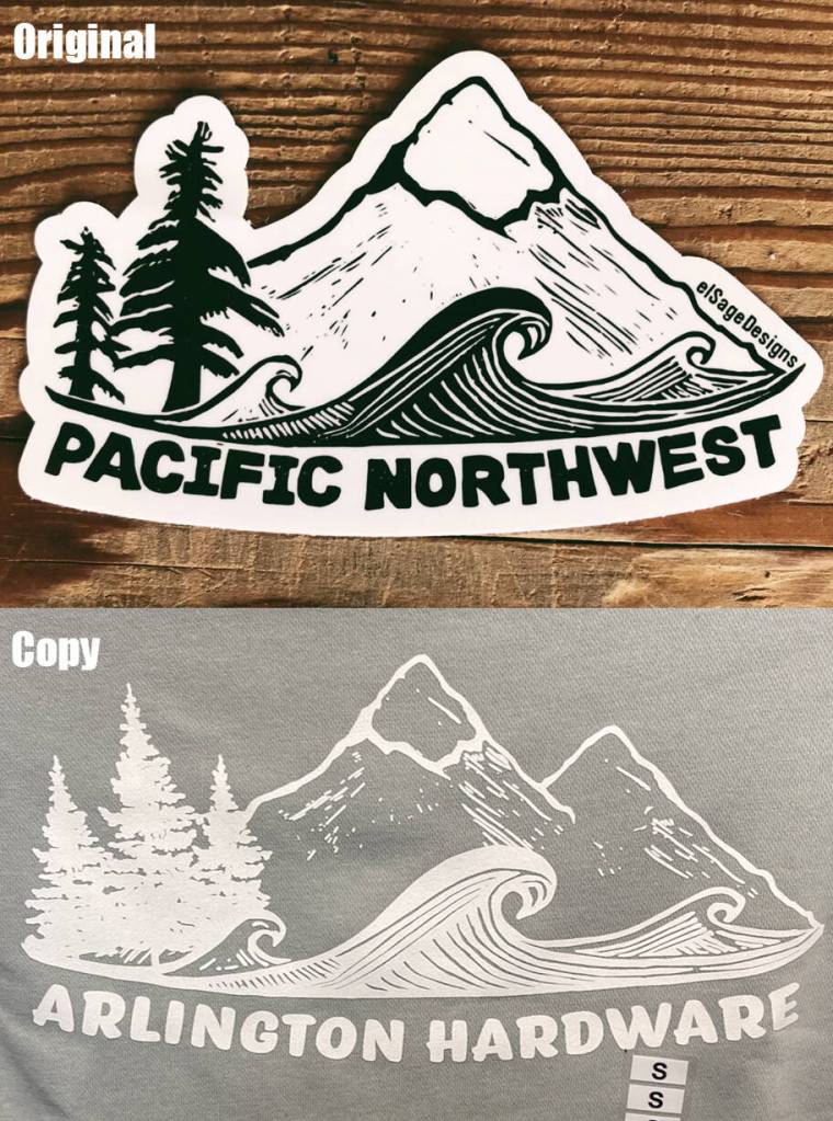 Two designs are pictured. On the top is elSages design and on the bottom is the design used by Arlington Hardware. (Contributed by Phoebe Carpenter Eells)