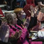 Attendees applaud during the ceremonial oath of office at the PUD auditorium in Everett, Washington on Tuesday, Jan. 2, 2024. (Annie Barker / The Herald)