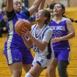 Kamiaks Bella Hasan looks for an open shot during the game against Lake Stevens on Wednesday, Jan. 3, 2024 in Mukilteo, Washington. (Olivia Vanni / The Herald)