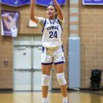 Kamiaks Bella Hasan makes a three-point shot during the game against Lake Stevens on Wednesday, Jan. 3, 2024 in Mukilteo, Washington. (Olivia Vanni / The Herald)