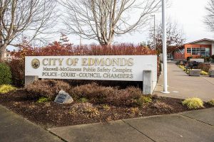 The City of Edmonds police, court and council chambers complex on Thursday, Dec. 28, 2023 in Edmonds, Washington. (Olivia Vanni / The Herald)