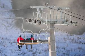 Team members prep for the upcoming ski season at Stevens Pass Resort in Skykomish, Washington on Wednesday, Nov. 29, 2023.  (Annie Barker / The Herald)