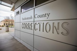 The Snohomish County Corrections building on Wednesday, Jan. 3, 2024 in Everett, Washington. (Olivia Vanni / The Herald)