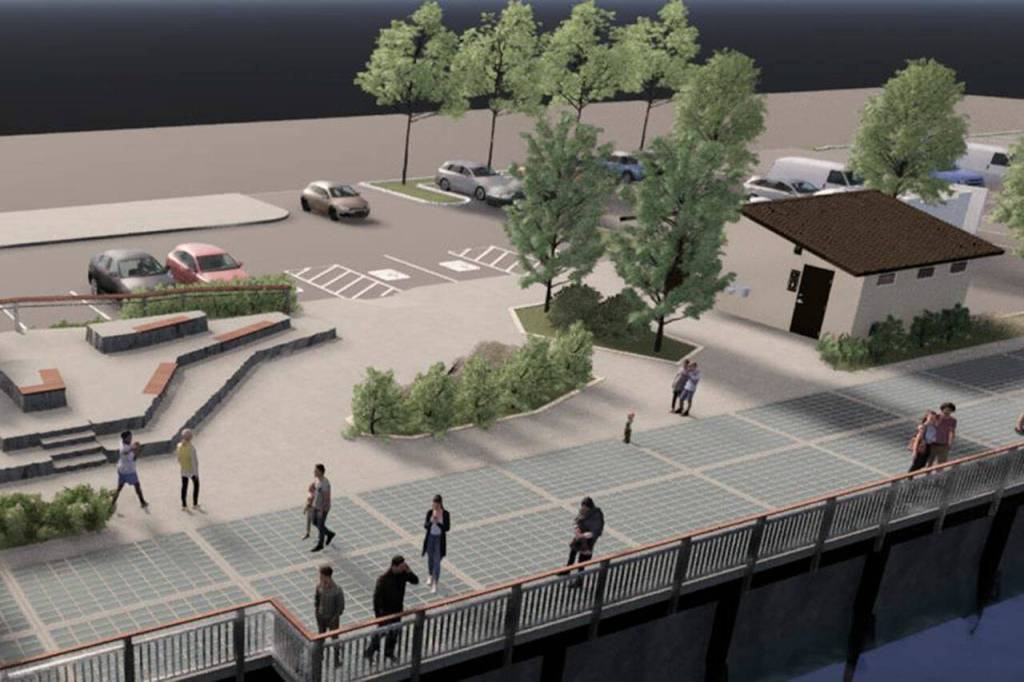 Rendering of the central plaza from the North Portwalk Project. (Image provided by the Port of Edmonds)