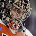 Philadelphia Flyers goaltender Carter Hart, a former Everett Silvertips standout, in action during an NHL game against the Colorado Avalanche on Jan. 20 in Philadelphia. (AP Photo/Derik Hamilton, File)
