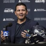 Seattle Seahawks new NFL football head coach Mike Macdonald speaks during an introductory press conference, Thursday, Feb. 1, 2024, in Renton, Wash. (AP Photo/Stephen Brashear)