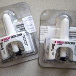 Narcan is displayed on Wednesday, May 17, 2023. (Annie Barker / The Herald)