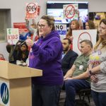 Christy Tautfest speaks during public comment at a Marysville School Board meeting on Monday, Feb. 5, 2024 in Marysville, Washington. (Olivia Vanni / The Herald)