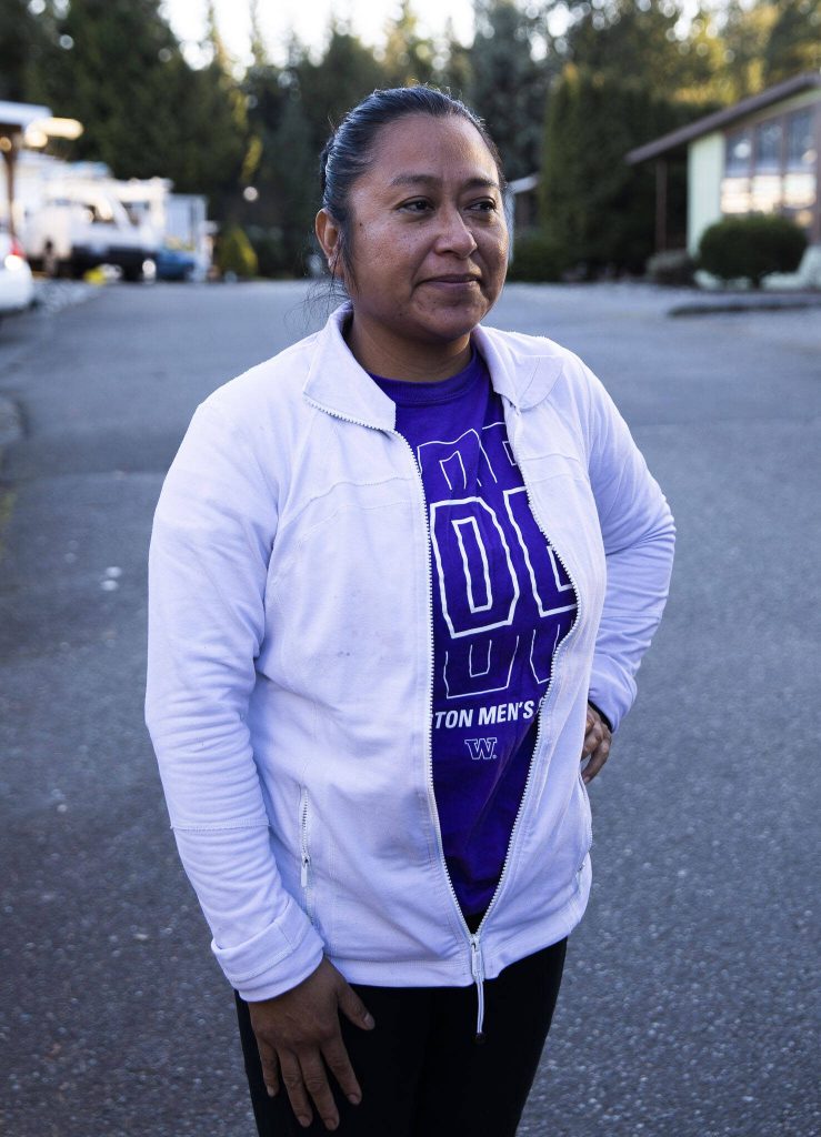 Mariela Marroquin, a five year resident at Sherwood Village on Tuesday, Feb. 13, 2024 in Mill Creek, Washington. (Olivia Vanni / The Herald)