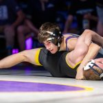 Lake Stevens senior Ahmad Banishamsa tries to work for a pin during a dual meet against Tahoma on Jan. 26 in Lake Stevens. (John Gardner / Pro Action Image)