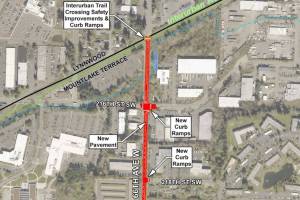 A stretch of 66th Street Ave. W will be strengthened and pedestrian safety will be improved. (City of Mountlake Terrace)
