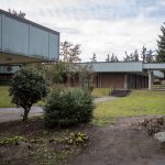 A courtyard at the College Place Middle School in Lynnwood, Washington, on Thursday, Feb. 1, 2023. If approved, a capital bond measure on the February ballot would allow the school district to rebuild both College Place Elementary and Middle. (Annie Barker / The Herald)