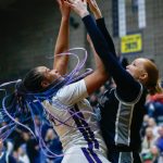 Lake Stevens senior Nisa Ellis fights for a rebound against Skyview during a playoff matchup at Arlington High School on Friday, Feb. 23, 2024, in Arlington, Washington. (Ryan Berry / The Herald)