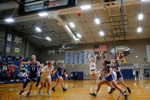 Snohomish junior Tyler Gildersleeve-Stiles shoots a free-throw in a close game against Garfield during a playoff matchup at Arlington High School on Friday, Feb. 23, 2024, in Arlington, Washington. (Ryan Berry / The Herald)