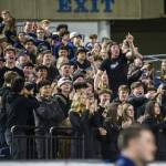 Arlington fans cheer on the team during the 3A boys state basketball game against Garfield on Wednesday, Feb. 28, 2024 in Tacoma, Washington. (Olivia Vanni / The Herald)