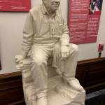A model of a statue of Billy Frank Jr., the Nisqually tribal fishing rights activist, is on display in the lobby of the lieutenant governors office in the state Capitol. (Jon Bauer / The Herald)
