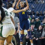 Everetts Mae Washington attempts a three point shot during the 3A girls state basketball game against Auburn on Wednesday, Feb. 28, 2024 in Tacoma, Washington. (Olivia Vanni / The Herald)
