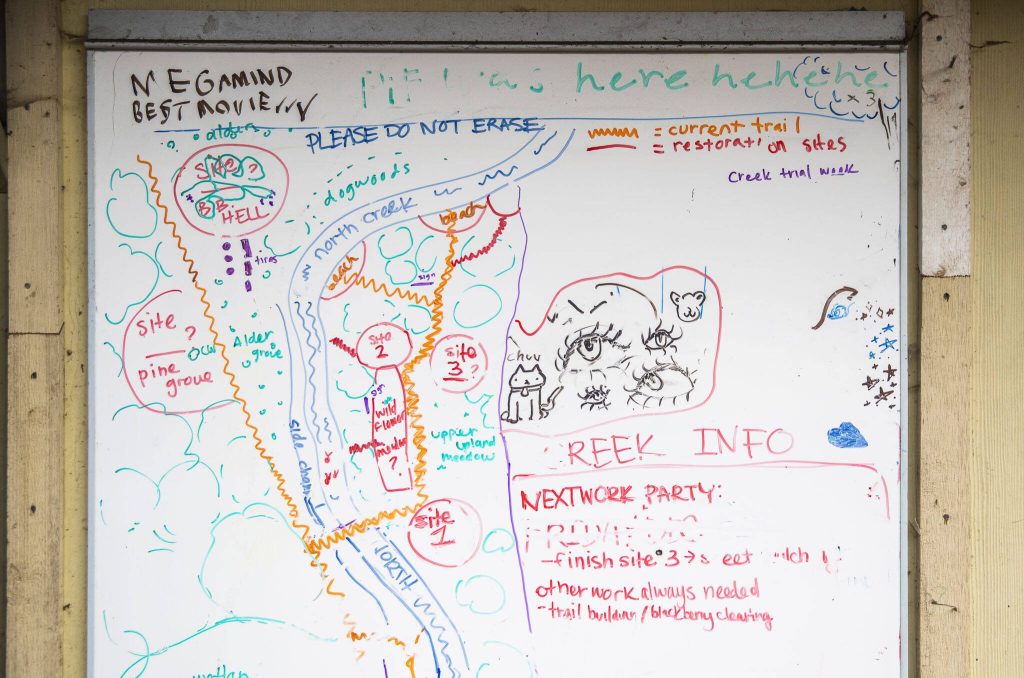 A map of the Clearwater School property on an outside whiteboard on Thursday, Jan. 25, 2024 in Bothell, Washington. (Olivia Vanni / The Herald)