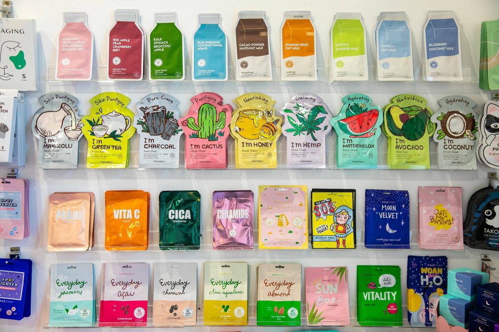 The beauty merchandise includes face masks. (Ryan Berry / The Herald)