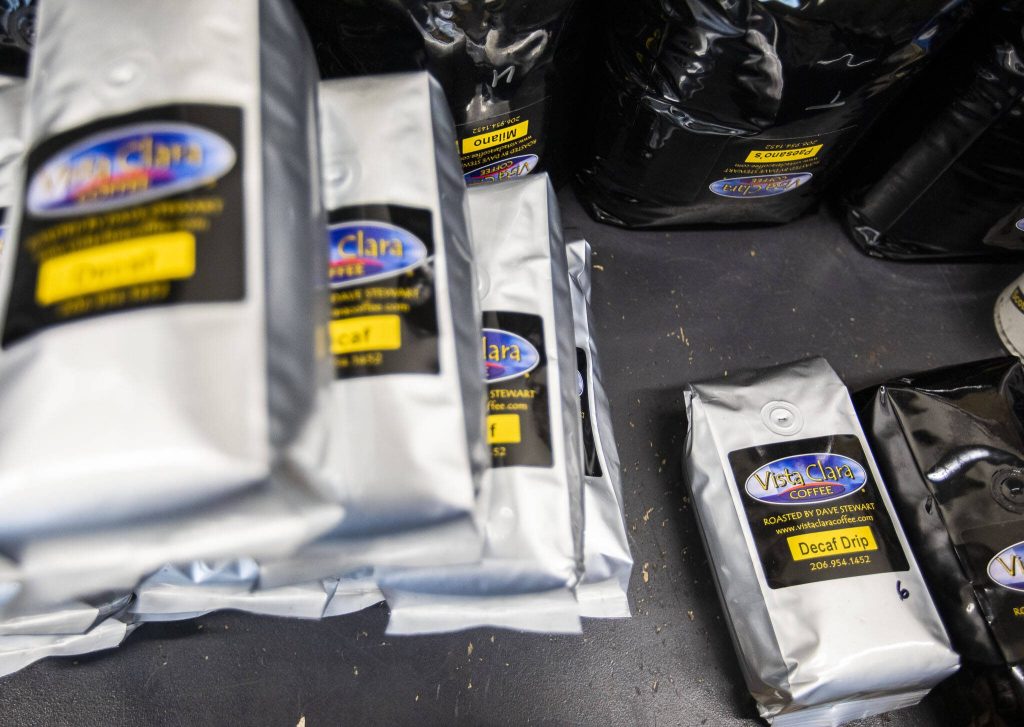 Freshly bagged Vista Clara Coffee on Tuesday, Jan. 9, 2024 in Snohomish, Washington. (Olivia Vanni / The Herald)