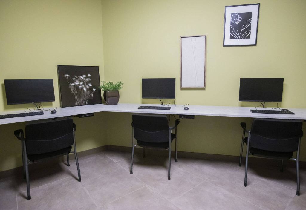 Inside the Four Corners office center on Wednesday, Jan. 24, 2024 in Everett, Washington. (Olivia Vanni / The Herald)