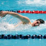 Snohomish junior Connor Colloton swims in the 500-yard freestyle final during the Class 3A state championships on Feb. 17 at the Weyerhaeuser King County Aquatic Center in Federal Way. (Ryan Berry / The Herald)
