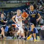 Everett senior Alana Washington takes a steal the other way during a Class 3A state quarterfinal game against Garfield on Feb. 29 at the Tacoma Dome in Tacoma. (Ryan Berry / The Herald)