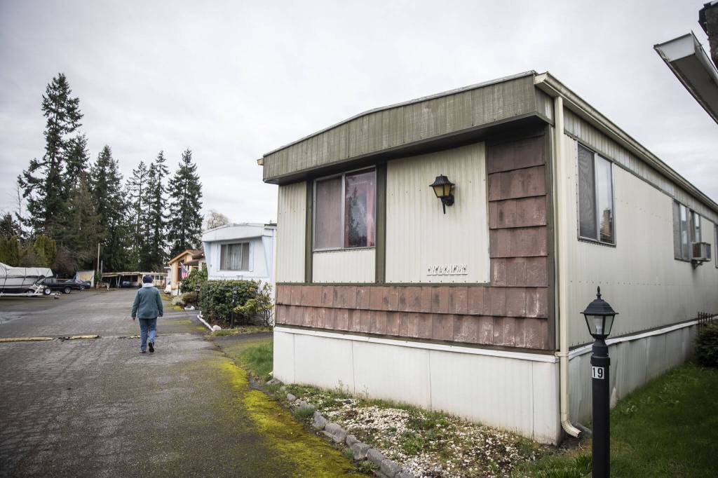 Royalwood Estates Mobile Home Park on Monday, March 11, 2024 in Lynnwood, Washington. (Olivia Vanni / The Herald)