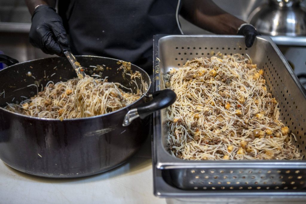 African egg rolls are prepared at the African Heritage Restaurant on Saturday, April 6, 2024 in Everett, Washington. (Annie Barker / The Herald)