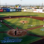 The AquaSox have the bases load in the first inning against the Vancouver Canadians Tuesday evening at Funko Field at Everett Memorial Stadium in Everett June 29th, 2021. (Kevin Clark / The Herald)