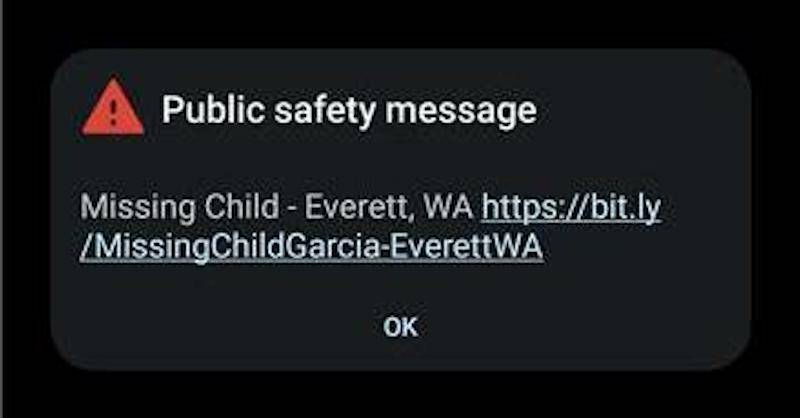 The Endangered Missing Persons Advisory Alert sent out for Ariel Garcia on Thursday evening, March 28. A few minutes after the alert was sent out, Garcias body was found.