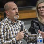 Dan Templeman, the retired Everett police chief and new senior executive in the mayors office, speaks during a homelessness forum sponsored by The Daily Herald at the Mukilteo Library on Thursday, April 11, 2024, in Mukilteo, Washington. (Annie Barker / The Herald)