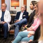 Mill Creek Mayor Brian Holtzclaw attends an event announcing Washingtons first availability of the most advanced nonsurgical treatment for nonmelanoma skin cancer on Wednesday, April 17, 2024 in Mill Creek, Washington. (Olivia Vanni / The Herald)