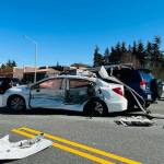 Everett Fire Department and Everett Police on scene of a multiple vehicle collision with injuries in the 1400 block of 41st Street. (Photo provided by Everett Fire Department)