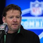 FILE - Seattle Seahawks general manager John Schneider speaks during a press conference at the NFL football scouting combine in Indianapolis, Feb. 27, 2024. For the first time in 14 years, general manager Schneider will be leaning on a new voice inside the Seattle Seahawks draft room. (AP Photo/Michael Conroy, File)