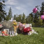 A memorial for Jenzele Couassi outside of the Don Hatch Youth Center on Tuesday, April 23, 2024 in Tulalip, Washington. (Olivia Vanni / The Herald)