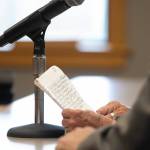Cheryl Lee, mother of Melissa Lee, holds her notes as she speaks to Judge Mille M. Judge during the sentencing of Alan Edward Dean on Wednesday, April 24, 2024, at Snohomish County Superior Court in Everett, Washington. (Ryan Berry / The Herald)