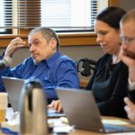 Alan Edward Dean, convicted of the 1993 murder of Melissa Lee, appears in the courtroom alongside his defense during his sentencing Wednesday, April 24, 2024, at Snohomish County Superior Court in Everett, Washington. (Ryan Berry / The Herald)
