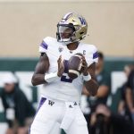 Washington quarterback Michael Penix Jr. was a surprise selection when the Atlanta Falcons picked him eighth overall in the NFL draft. (AP Photo/Al Goldis)