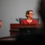 Everett Mayor Cassie Franklin gives an address to the city council of her proposed 2024 budget at the Everett Police Department North Precinct in Everett, Washington on Wednesday, Sept. 20, 2023. (Annie Barker / The Herald)