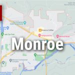 Logo for news use featuring the municipality of Monroe in Snohomish County, Washington. 220118