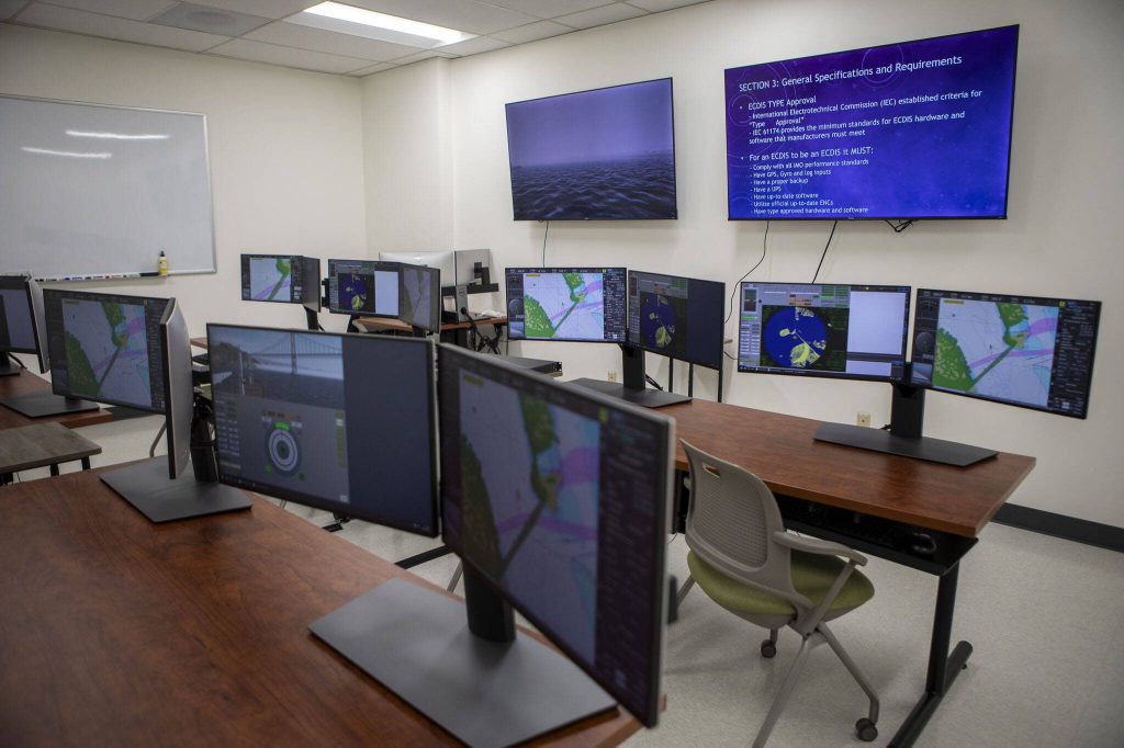 The computer lab at the Maritime Institute in Everett, Washington on Wednesday, May 22, 2024. (Annie Barker / The Herald)
