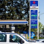 A gas station at the intersection of 41st Street and Rucker Avenue advertises diesel for more than $5 a gallon and unleaded for more than $4.70 a gallon on Friday, May 10, 2024 in Everett, Washington. (Olivia Vanni / The Herald)