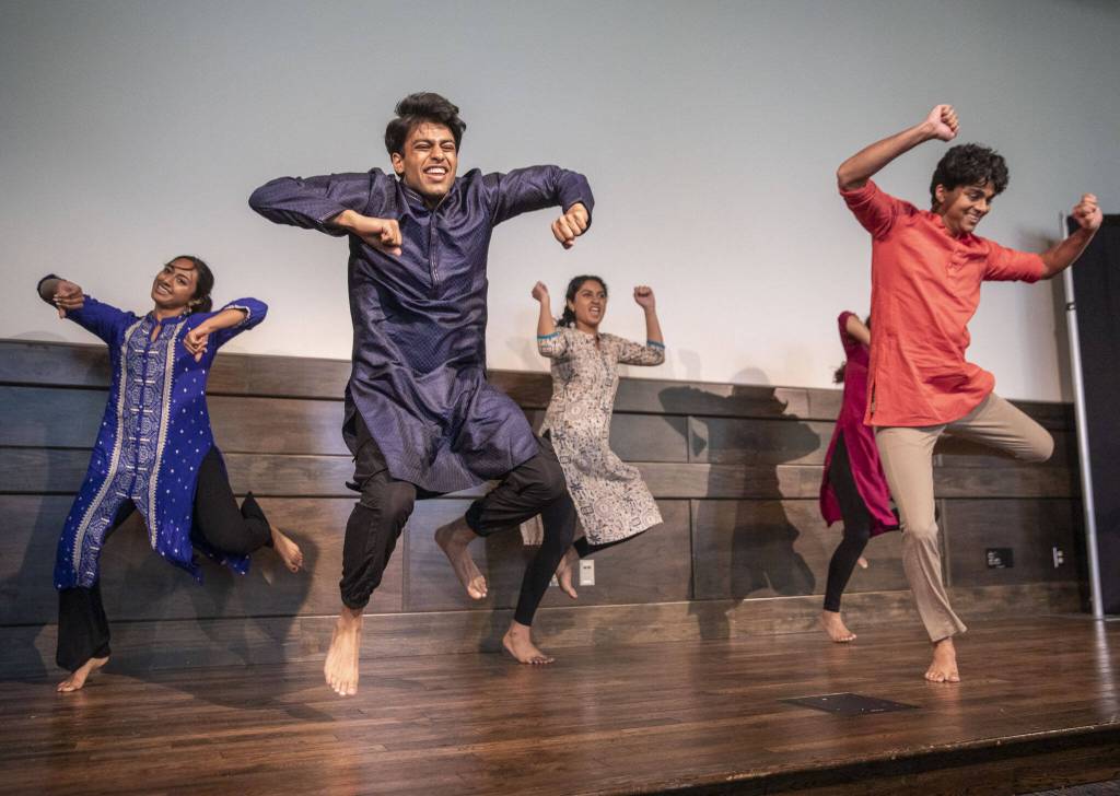 Kahaani, a dance group from University of Washington, performs during the Desi Dazzle event at Everett Community College on Tuesday, May 14, 2024 in Everett, Washington. (Olivia Vanni / The Herald)