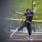 Kamiaks Synclair Mawudeku pitches during the 4A district championship against Jackson on Friday, May 17, 2024 in Everett, Washington. (Olivia Vanni / The Herald)