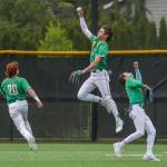 Bishop Blanchet players fight for the ball during a baseball game between Mountlake Terrace and Bishop Blanchet at Edmonds-Woodway High School in Edmonds, Washington on Saturday, May 18, 2024. Mountlake Terrace won, 12-7.(Annie Barker / The Herald)