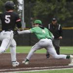 Bishop Blanchets Will Skibitzke (4) catches the ball during a baseball game between Mountlake Terrace and Bishop Blanchet at Edmonds-Woodway High School in Edmonds, Washington on Saturday, May 18, 2024. Mountlake Terrace won, 12-7.(Annie Barker / The Herald)